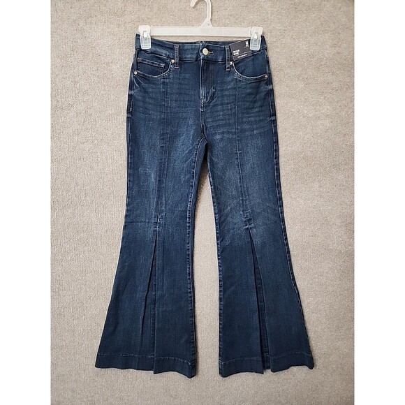 Express 70s Flare Mid Rise Flex Hyper Stretch Jeans Womens M Short 6 8 10 NEW - Picture 1 of 11